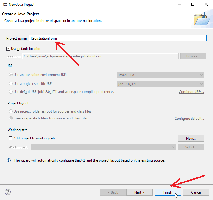 Registration form in java with database connectivity