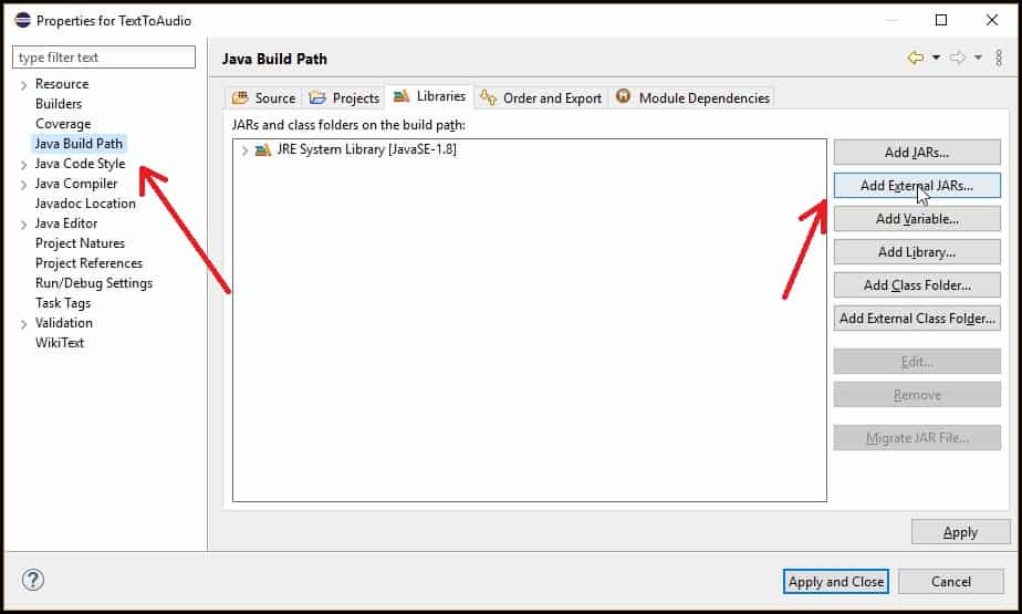 speech to text java code