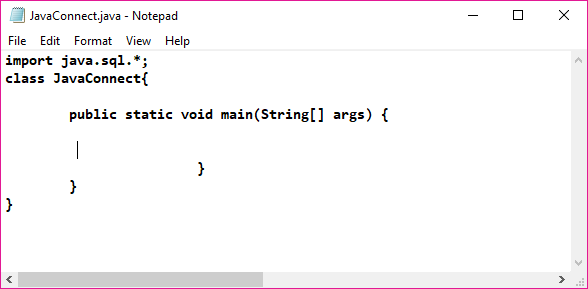 how to connect mysql database in java using notepad