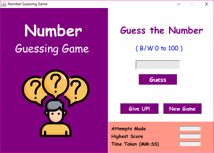 Number Guessing Game in Java Swing