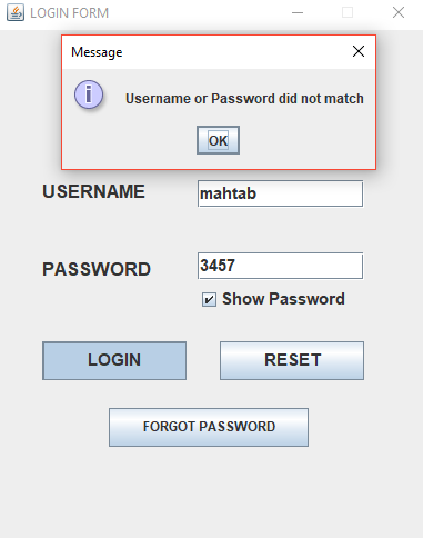 Java Swing Login Form with Database Connection